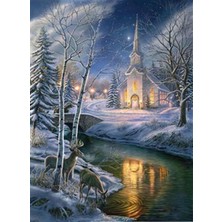 Pix Art Sanat Su Içen Geyikler Pixart  Sanat Elmas Mozaik Tablo Diamond Türkiye 36 x 51 cm