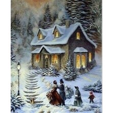 Pix Art Sanat Şirin Aile ve Evleri Pixart  Sanat Elmas Mozaik Tablo Diamond Türkiye  43 x 53 cm