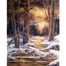 Pix Art Sanat Gün Batımında Orman Pixart  Sanat Elmas Mozaik Tablo Diamond Türkiye 43 x 53 cm