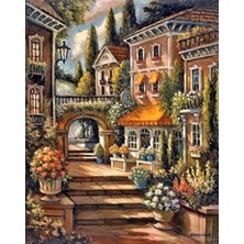 Pix Art Sanat Çiçekli Şirin Evler Pixart Sanat Elmas Mozaik Tablo Diamond Türkiye  56 x 69 cm