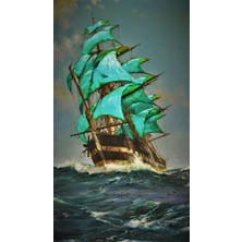 Pix Art Sanat Açıklardaki Yeşil Yelkenli Pixart Sanat  Elmas Mozaik Tablo Diamond Türkiye  36 x 61 cm