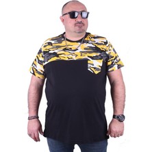 Starbattal Büyük Beden Erkek Tişört Hardal Cepli Camouflage Kısa Kol Regular Fit Pamuk