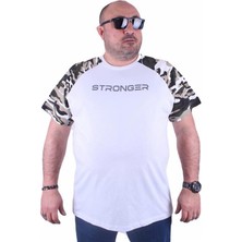 Starbattal Büyük Beden Raglan Sleeve Camouflage Erkek Tişört 23146 Beyaz