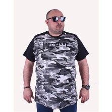 Starbattal Büyük Beden Shoulder Line Camouflage Erkek Tişört 23147 Fume