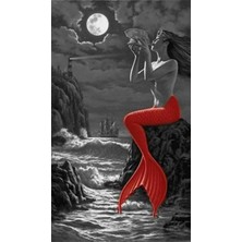 Pix Art Sanat Kırmızılı Denizkızı Pixart Sanat Elmas Mozaik Tablo Diamond Türkiye 35 x 60 cm