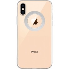 Kzy Apple iPhone Xs ile Uyumlu Kapak Lens Koruması Kapalı Logo Kısmı Açık Şeffaf Silikon Kılıf