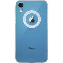 Kzy Apple iPhone Xr ile Uyumlu Kapak Lens Koruması Kapalı Logo Kısmı Açık Şeffaf Silikon Kılıf