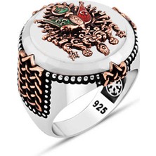 Amberkan Sedef Taş Üzeri Osmanlı Devlet Armalı Erkek Yüzük