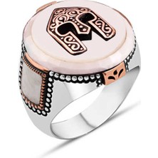 Amberkan Sedef Taş Üzeri Miğferli Erkek Yüzük