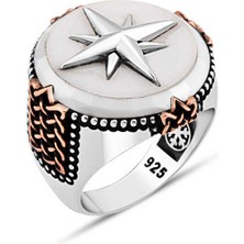 Amberkan Sedef Taş Üzeri Yıldızlı Erkek Yüzük