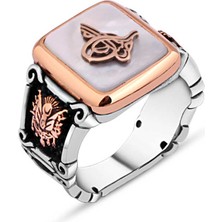 Amberkan Sedef Taş Üzeri Tuğralı Erkek Yüzük