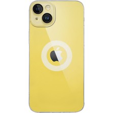 Caseart Apple iPhone 14 Plus ile Uyumlu Kapak Lens Koruması Kapalı Logo Kısmı Açık Şeffaf Silikon Kılıf