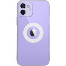 Caseart Apple iPhone 12 ile Uyumlu Kapak Lens Koruması Kapalı Logo Kısmı Açık Şeffaf Silikon Kılıf