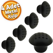 Badem10 Noktalı Mantar Düğme Kulp Çekmece Dolap Kapak Kulpu Kulbu Mat Siyah (4 Adet)