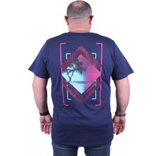 Moc Grande  Büyük Beden Sıfır Yaka Tişört Paradise Island 23103 Marin