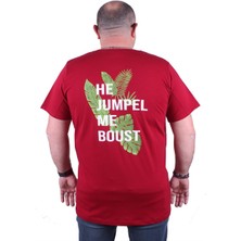 Moc Grande  Büyük Beden Sıfır Yaka Tişört Jumpel 23109 Bordo