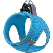 Mita Air Mesh Kedi Köpek Göğüs Tasması Çift Reflektörlü, Terletmeyen Turkuaz / Neon Blue