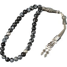Osmanlı Doğaltaş Karlı Obsidyen Doğal Taş Tesbih 33LÜK - 6mm