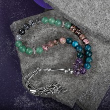 Osmanlı Doğal Taş Boğa Burcu Tesbih Ametrin, Mavi Apatit, Rodonit, Rutilli Kuvars, Yeşil Aventurin