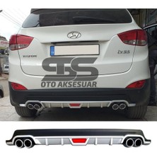 STS Oto Aksesuar Hyundai IX35 Difüzör Arka Tampon Eki 4 Egzoz Çıkışlı Gri Tip