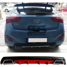 STS Oto Aksesuar Hyundai I30 Difüzör Arka Tampon Eki 2 Egzoz Çıkışlı Kırmızı Lüx Tip