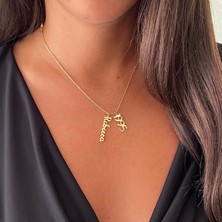 Nida Jewelry 925 Ayar Gümüş Dikey Isim Yıl Kolye