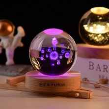 Keyfim Shop Işıklı Ahşap Kaideli Uzay Cam Küre 8cm*6cm