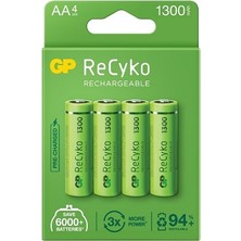 GP Şarjedilebilir Pil Gp Recyko 1300 Mah Aa Kalem Boy Şarjlı Pil 4 Adet
