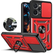 MTK Moveteck Xiaomi Poco X5 Pro 5g Uyumlu Kılıf Kamera Lens Korumalı Sürgülü Yüzüklü Standlı Zırh Tank Tam Koruyucu Kapak