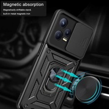 MTK Moveteck Xiaomi Redmi Note 12 Pro 5g Kılıf Sürgülü Lens Kamera Korumalı Yüzüklü Standlı  Armor Military Zırh Tank Silikon Kapak