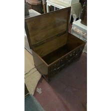 Bengi Ticaret Çeyiz Sandık Ahşap Kayın El Oymalı Model  Kilitli Parlak Ceviz Natüre Kutu Sevk El Yapım
