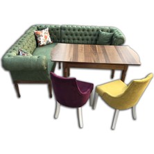 Bengi Ticaret Köşe Takımı Chester Model Kayın Torna Lükens Aslan Ayak Kapitone Babay Face Kumaş Döşeme El Yapım