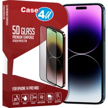 Case 4U Apple iPhone 14 Pro Max  5d Glass Ekran Koruyucu -Zore Rika Premium 9H Temperli Cam Ekran Koruyucu Siyah