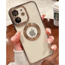 Case 4U iPhone 11 Kılıf Kamera Lens Korumalı Şeffaf Renkli Logo Gösteren Parlak Omega Kapak Altın