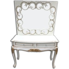 Bengi Ticaret Dresuar Elzem Klasik Bombe Model Kayın Aslan Oyma Ayak Parlak Beyaz Altın Varak  Porselen Kulp El Yapım