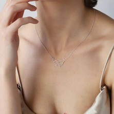 Nida Jewelry 925 Ayar Gümüş Melek Kanatları Çift Harf Kolye