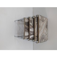 Bengi Ticaret Zigon Sehpa 4'lü Metal Model Transmisyon Nikelaj Ayak Ahşap Mermer Dalgalı Desen El Yapımı