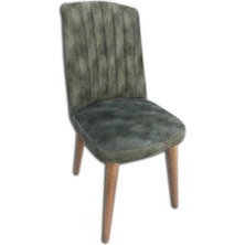 Sandalye ST Papel Model Kayın Torna RETRO Ayak Yeşil soho Kumaş Çizgili El Yapım