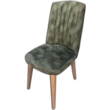 Sandalye ST Papel Model Kayın Torna RETRO Ayak Yeşil soho Kumaş Çizgili El Yapım