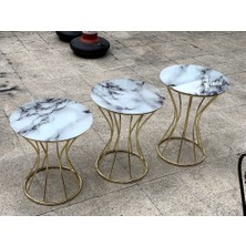 Bengi Ticaret Brc Kum Saati Zigon 1032 Beyaz Mermer Desen Metal Transmisyon Çelik Gold Renk Kaplama  El Yapımı