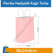 Gizpak Pembe Hediyelik Kağıt Torba 18X24X8CM 250 Adet