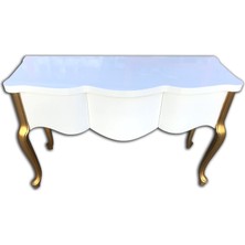 Bengi Ticaret Dresuar-Çalışma Masa Bombe Model Dalga Ayna Kayın Lüken Aslan Ayak  Parlak Beyaz Renk El Yapım