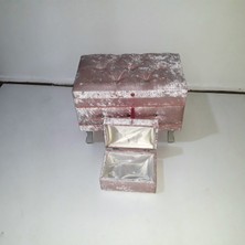 Bengi Ticaret Çeyiz Sandık Kapitone Model 2 Lü Set Pembe Kadife Kumaş Içi Kırmızı Tela Kutu Sevk El Yapım