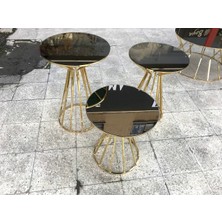 Bengi Ticaret Brc Cadde Zigon Model Metal Çelik Gold Renk Kaplam Siyah Mermer Temper Cam El Yapım