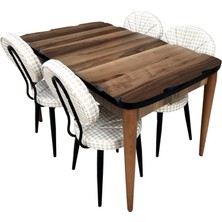 Sandalye-Masa ST MİDYE Kayın RETRO ayk Kütük Desen Metal Çelik Nikelaj Örgü Kumaş