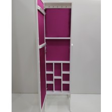 Bengi Ticaret Ayna Takı Dolabı Boy Ahşap Kayın-Mdf Iskelet Parlak Koyu Beyaz Natüre Klasik Kutuda Sevk El Yapım