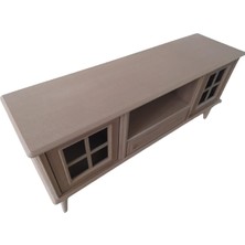 Bengi Ticaret Tv Sehpası Windovs Model Pencere Ahşap Kayın Avangart Torna  Ayak Ham Renk 150 cm El Yapımı