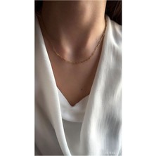 Serline Desing Kadın 925 Ayar Gümüş Patentli Gold Rengi (İnce) Ataç Gümüş Zincir