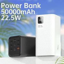 MTK Moveteck Powerbank 50.000 Mah Yüksek Kapasiteli Şık Tasarım LED Göstergeli 22.5W Hızlı Turbu Şarj 7 Adet Çıkış Güçlü Taşınabilir Şarj Bataryası