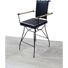 Sandalye ST PENYEZ Bar Yüksek Model Metal Siyah fırın Boya Suni Deri Balkon-Bahçe